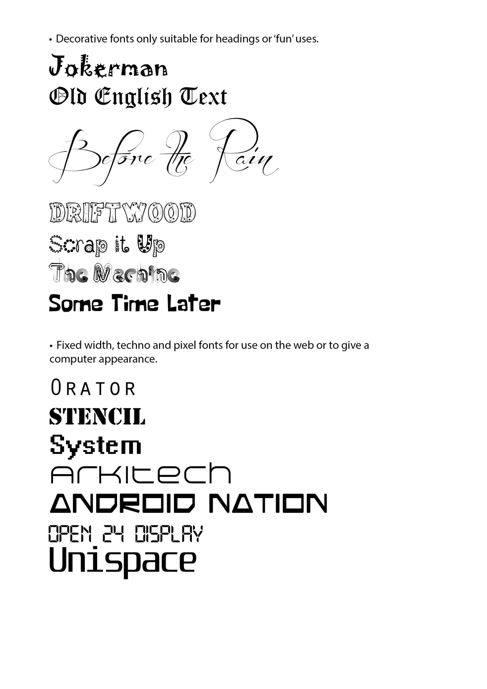 Exercise 4.3 - Font Collection Cont'